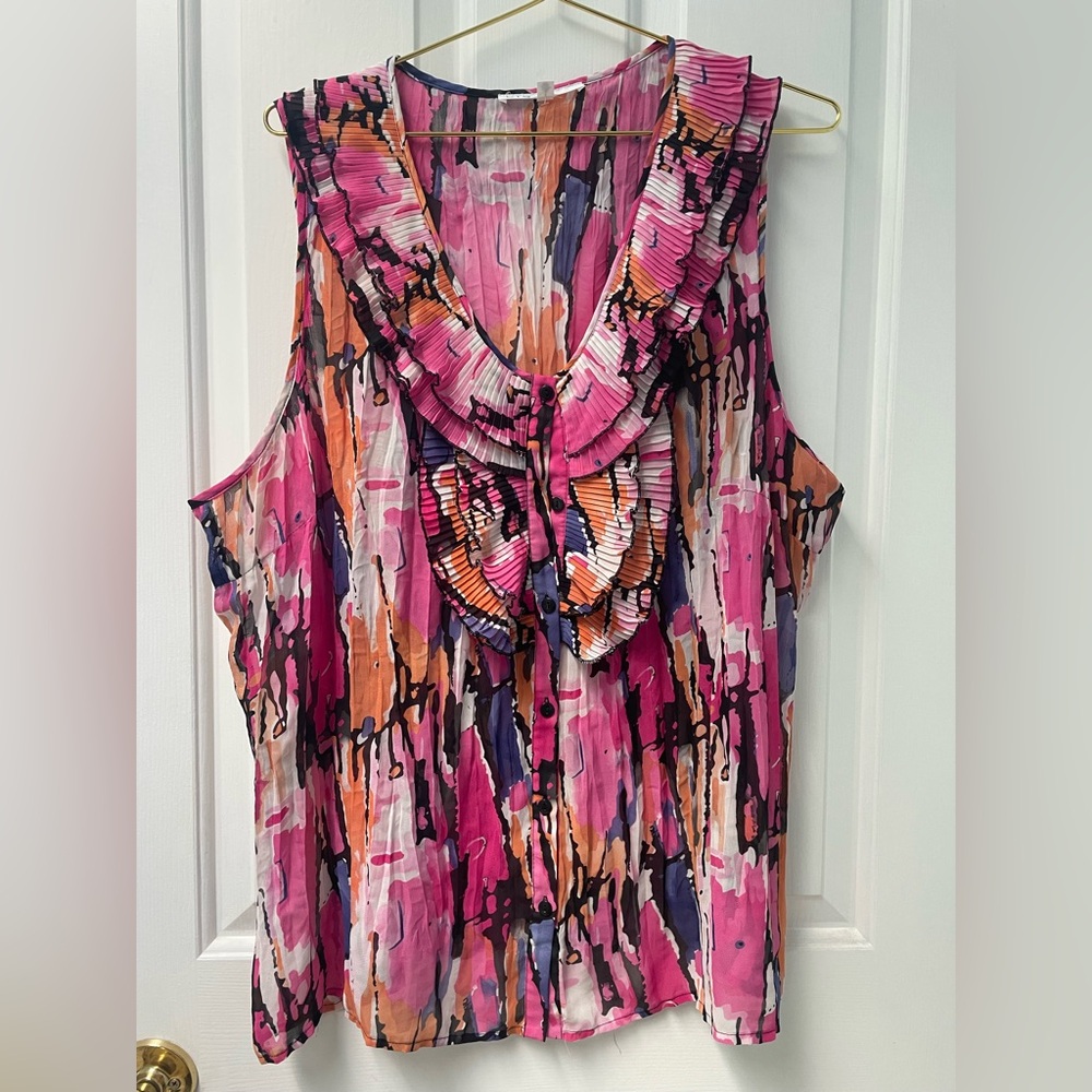 XXL Cleo Pink and Orange Abstract Blouse